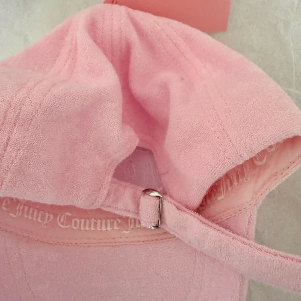 Juicy Couture Pink Velour Rhinestone Baseball Cap